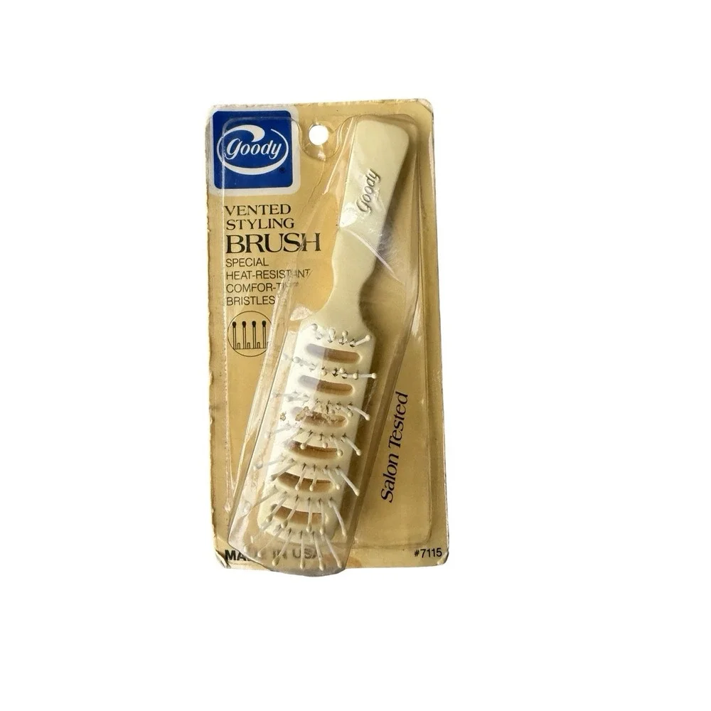 VTG Goody Vented Blow Styling Brush cream Ball-Tip Bristles #6102 USA 1982